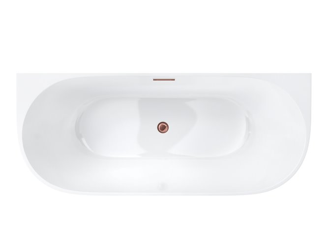 Wanna akrylowa, przyścienna wolnostojąca Mono Corsan 160 cm korek klik-klak miedziany