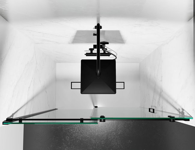Drzwi prysznicowe rozsuwane prawe/lewe do wnęki 92-101 cm szkło 8mm grafitowe profile czarny mat Swiss Liniger