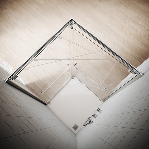 Kabina prysznicowa 80x80 cm drzwi przesuwne na ścianę K-5183 New Varia Black New Trendy zdjęcie 3