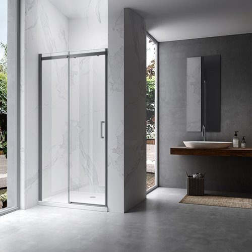 Stal szczotkowana drzwi prysznicowe do wnęki 135-140 cm rozsuwane szkło 8 mm KZ09E