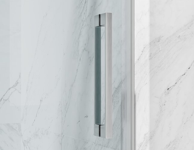 Drzwi prysznicowe rozsuwane prawe/lewe do wnęki 112-121 cm szkło 8mm przeźroczyste profile chrom Swiss Liniger