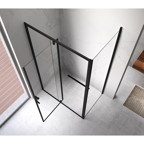 Czarna kabina prysznicowa prostokątna drzwi uchylne 120x80 KZ06DB