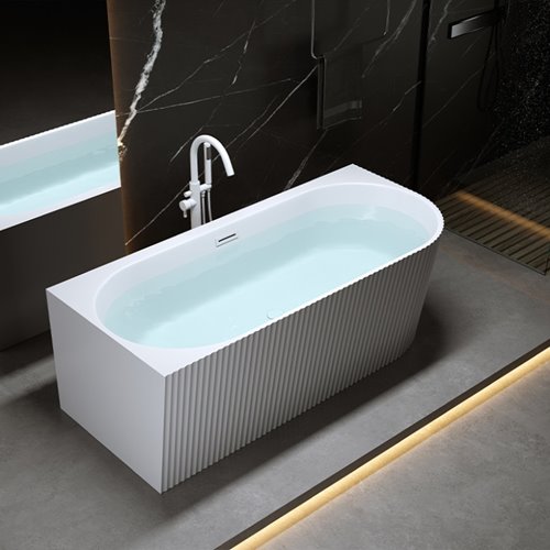 Wanna ryflowana przyścienna narożna lewa korek oraz przelew biały 170 cm Rio Hydrosan