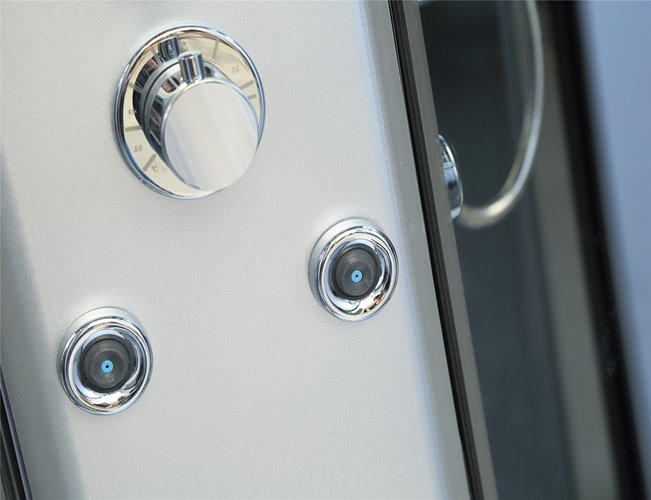 Kabina prysznicowa sauna parowa hydromasaż półokrągła zabudowana czarna 90x90 MO-0513BBS