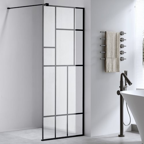 Czarna ścianka prysznicowa 110 cm SH05E szkło 8mm