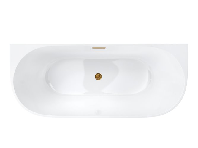 Wanna akrylowa, przyścienna wolnostojąca Mono Corsan 150 cm korek klik-klak złoty