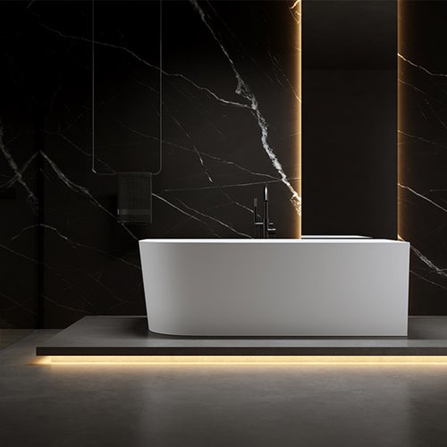 Wanna przyścienna złoty przelew oraz korek narożna prawa 140 cm Mera Hydrosan