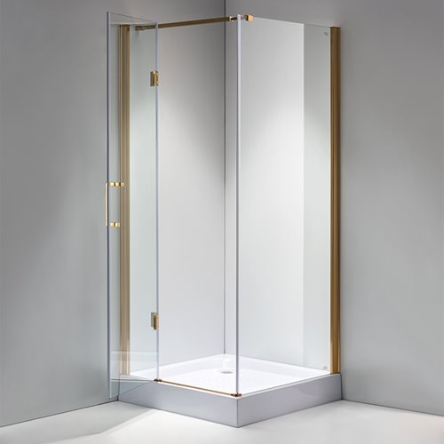 Złota kabina prysznicowa 80x80 kwadratowa drzwi uchylne KZ1390A