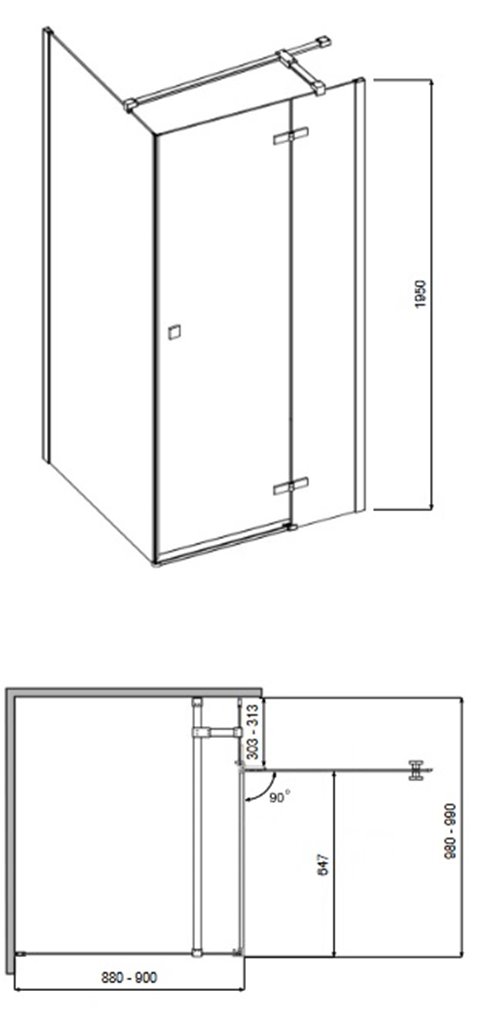 Złota prostokątna kabina prysznicowa 100x90 prawa Pixa Gold Besco