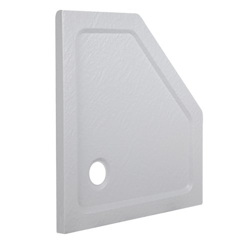 Biały brodzik prysznicowy pięciokątny struktura kamienia 90x90 RAVE-WH-90 wysokość 5 cm