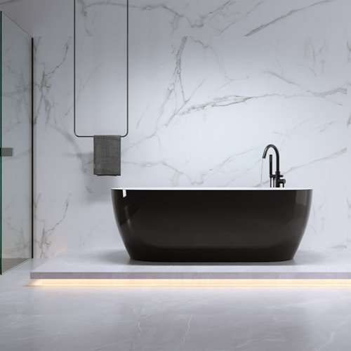 Wanna wolnostojąca czarno-biała czarny korek oraz przelew 160 cm Cesana Hydrosan