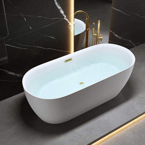 Wanna wolnostojąca 170 cm złoty szczotkowany korek oraz przelew Cesana Hydrosan