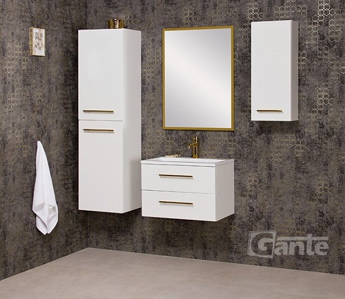 Lustro łazienkowe prostokątne 70x80 cm złota rama