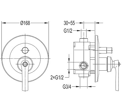 Bateria prysznicowo wannowa Armance AM5235 CR Omnires