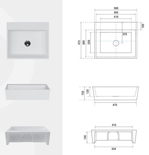Umywalka nablatowa 40x50 cm z konglomeratu Vera Besco UMD-V-NB
