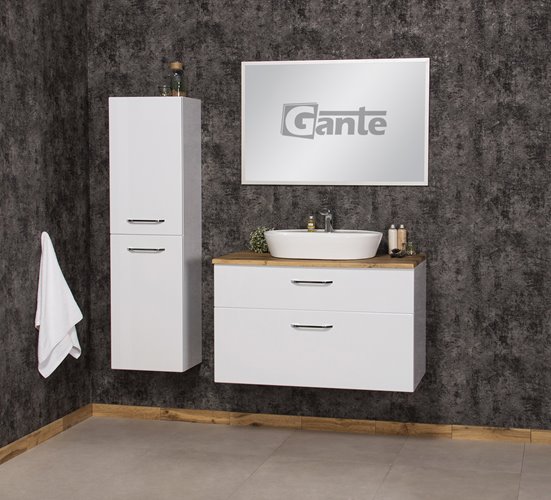 Szafka łazienkowa wisząca z umywalką nablatową 100 cm SETTO MODULO kolor biały połysk