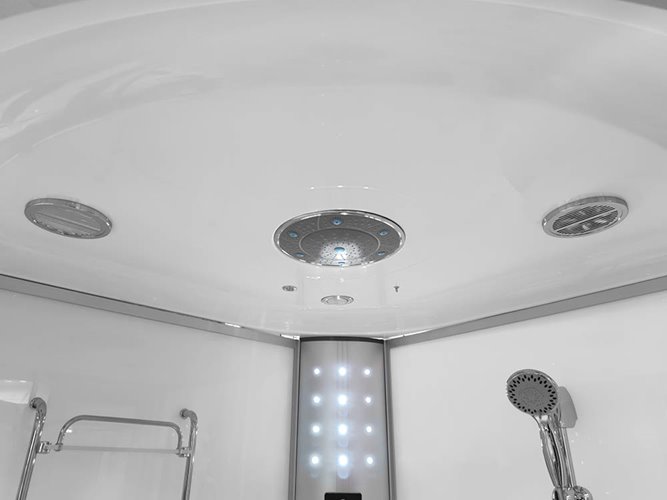 Biała duża kabino wanna spa z hydromasażem i sauną parową 135x135 cm MO-08135BS