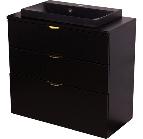 Czarna szafka łazienkowa z czarną umywalką 80/3 cm Liv Victa