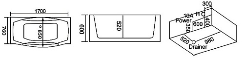 Wanna z hydromasażem 170x76 Uran 931 Hydrosan