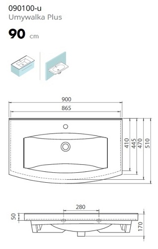 Umywalka Plus 90 cm Cerastyle