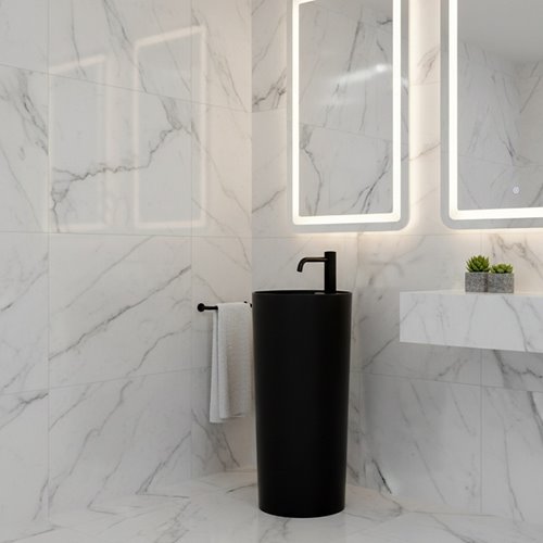 Umywalka wolnostojąca ceramiczna owalna czarny mat 85x40 cm LINO-MTB-400