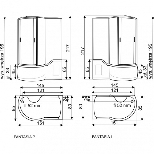 Kabina z hydromasażem Fantasia Kerra Lewa