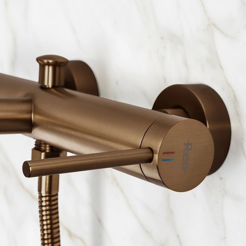 Miedź szczotkowana bateria wannowa Foss Rea