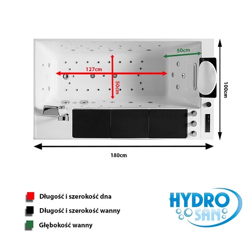 Wanna z hydromasażem Niagara 911 180x100