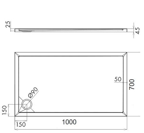 Brodzik prysznicowy na nośniku, 70x100 Merton 70/100/P