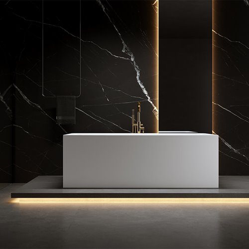 Wanna wolnostojąca prostokątna przelew i korek złoty 150 cm Santa Hydrosan