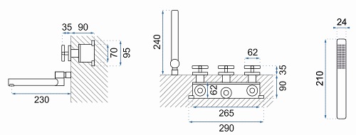 Zestaw wannowo prysznicowy czarny Exit Black Rea