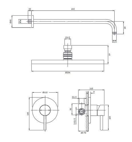 System prysznicowy podtynkowy SYSY36CP Omnires Y miedź