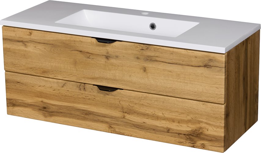 Szafka łazienkowa z umywalką wisząca dąb naturalny 100 cm Victa Gante