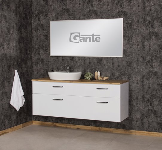 Szafka łazienkowa wisząca z umywalką nablatową 160 cm SETTO MODULO kolor biały połysk