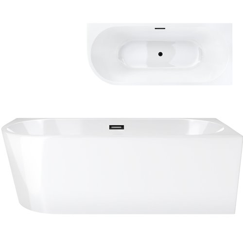 Wanna narożna przyścienna 170 cm Intero Corsan Prawa korek klik-klak czarny