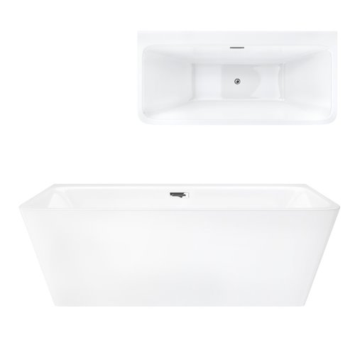 Wanna akrylowa, przyścienna wolnostojąca Iseo Corsan 150 cm korek klik-klak chrom