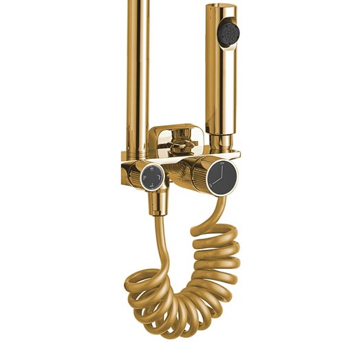 Złoty zestaw prysznicowy z wylewką Helix Rea Gold