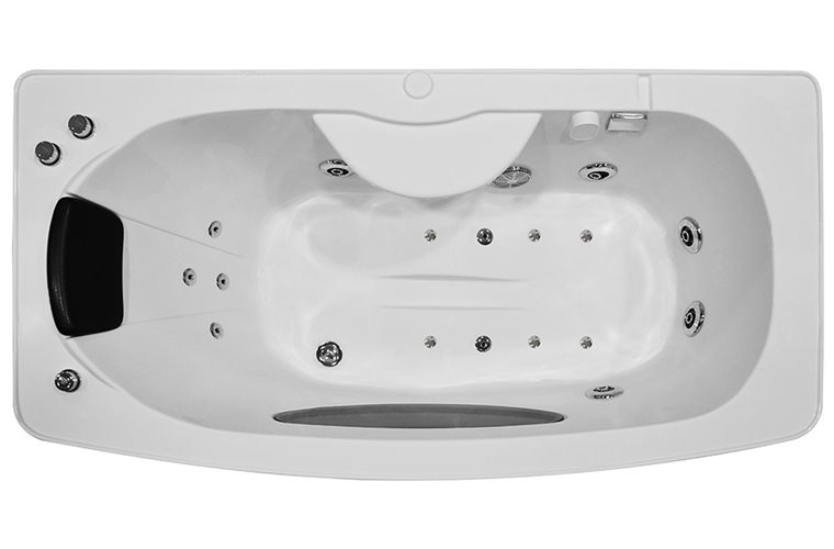 Biała prostokątna kabino wanna z hydromasażem + sauna 165x85 cm MO-09944BS-165B