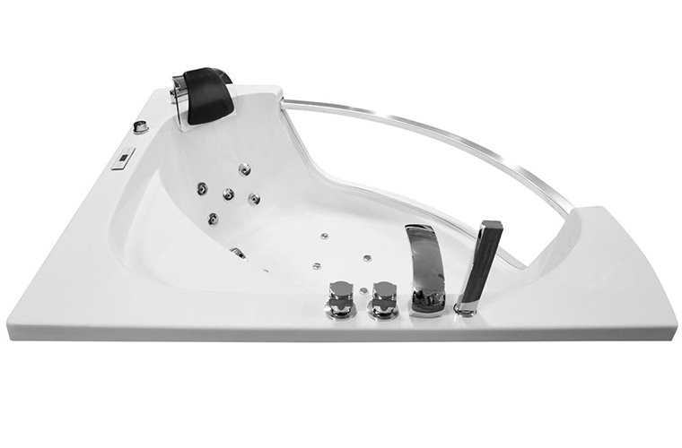 Wanna z hydromasażem narożna 135x135 cm MO-0057 czarny zagłówek