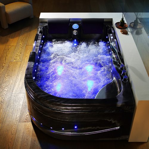 Czarna wanna z hydromasażem Venezia 761 Fala 180x120 lewa