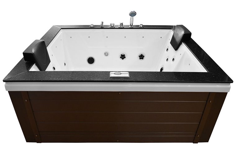 Brązowa prostokątna wanna z hydromasażem 180x150 cm MUS-1089B