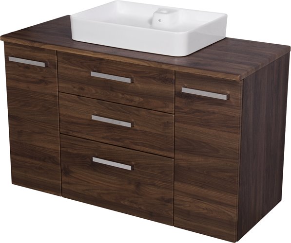 Szafka łazienkowa wisząca z umywalką nablatową 120 cm 50/3 Luna Fokus kolor orzech