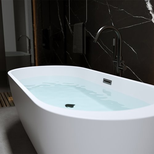 Wanna wolnostojąca biała przelew i korek czarny 150 cm Porto Hydrosan