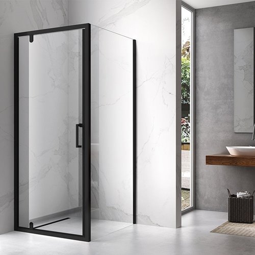 Czarna kabina prysznicowa 70x70 kwadratowa drzwi pełne uchylne KZ04AB