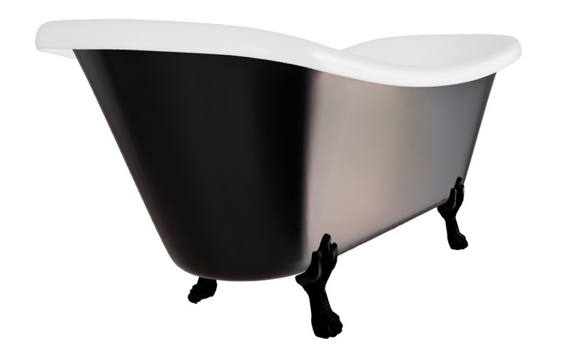 Wanna wolnostojąca czarno-biała 190 cm czarne łapy Amelia B&W Besco WKA-190+BWB