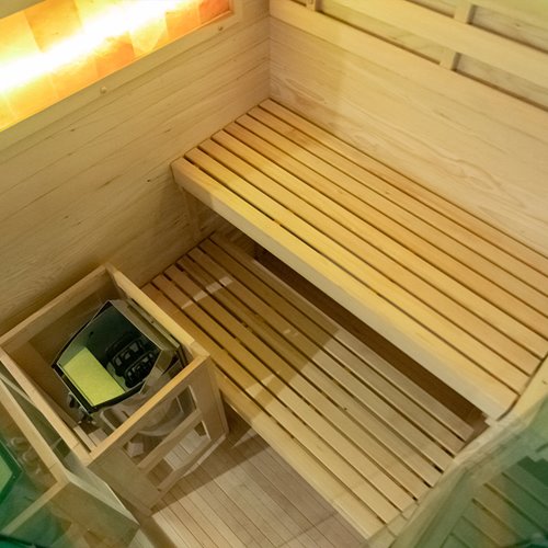 Sauna fińska pięciokątna 2 osobowa wysokotemperaturowa 3,5KW Harvia 120x120 cm Lark2