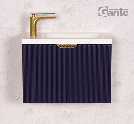 Szafka łazienkowa wisząca z umywalką granatowy mat 50 cm Fresco Gante