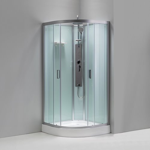 Kabina prysznicowa półokrągła zabudowana profil stal szczotkowana 80x80 Puerto zdjęcie 2