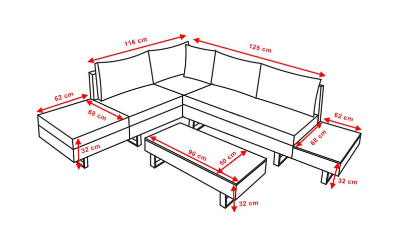 Zestaw mebli ogrodowych z technorattanu narożnik tarasowy Lime czarny