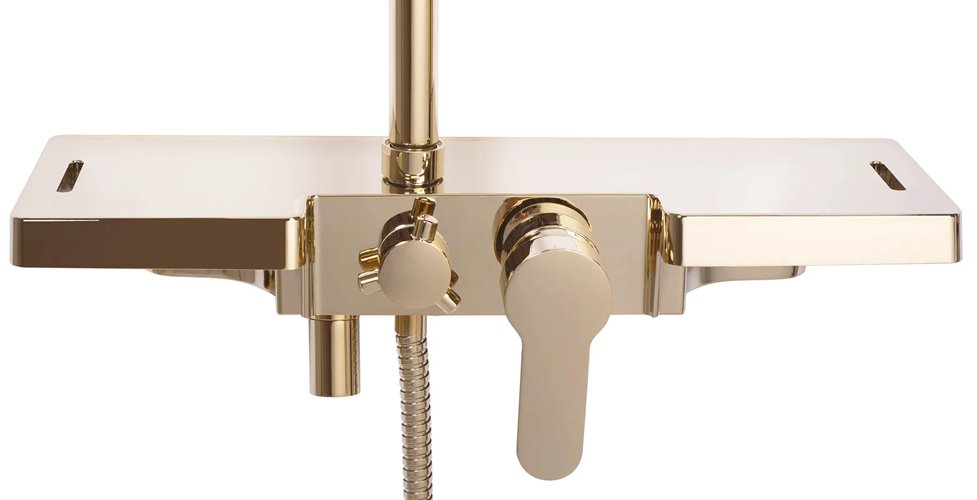 Złoty zestaw prysznicowy z półką Bravo Rea Gold